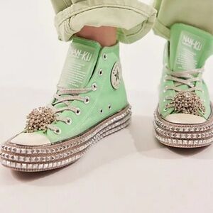 Free People Nan-Ku Sneakers Size 39 Cruise Studded Spring Mint High Top Shoes